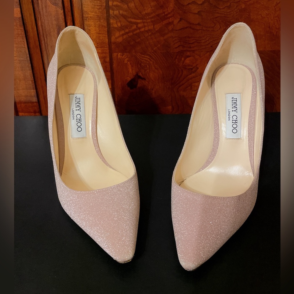 Jimmy Choo Romy 85 Dusty Glitter Pumps